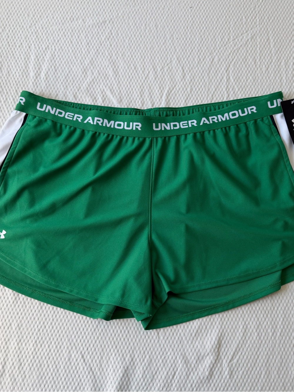 Under Armour Green Women's Athletic Shorts with White Side Panels